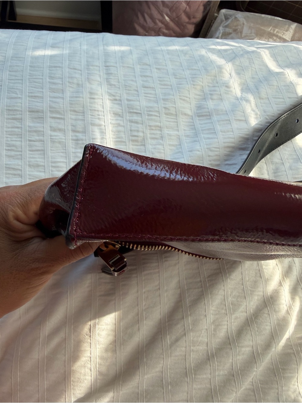 All Saints Patent Leather Crossbody Bag with Adjustable Strap - Picture 14 of 15
